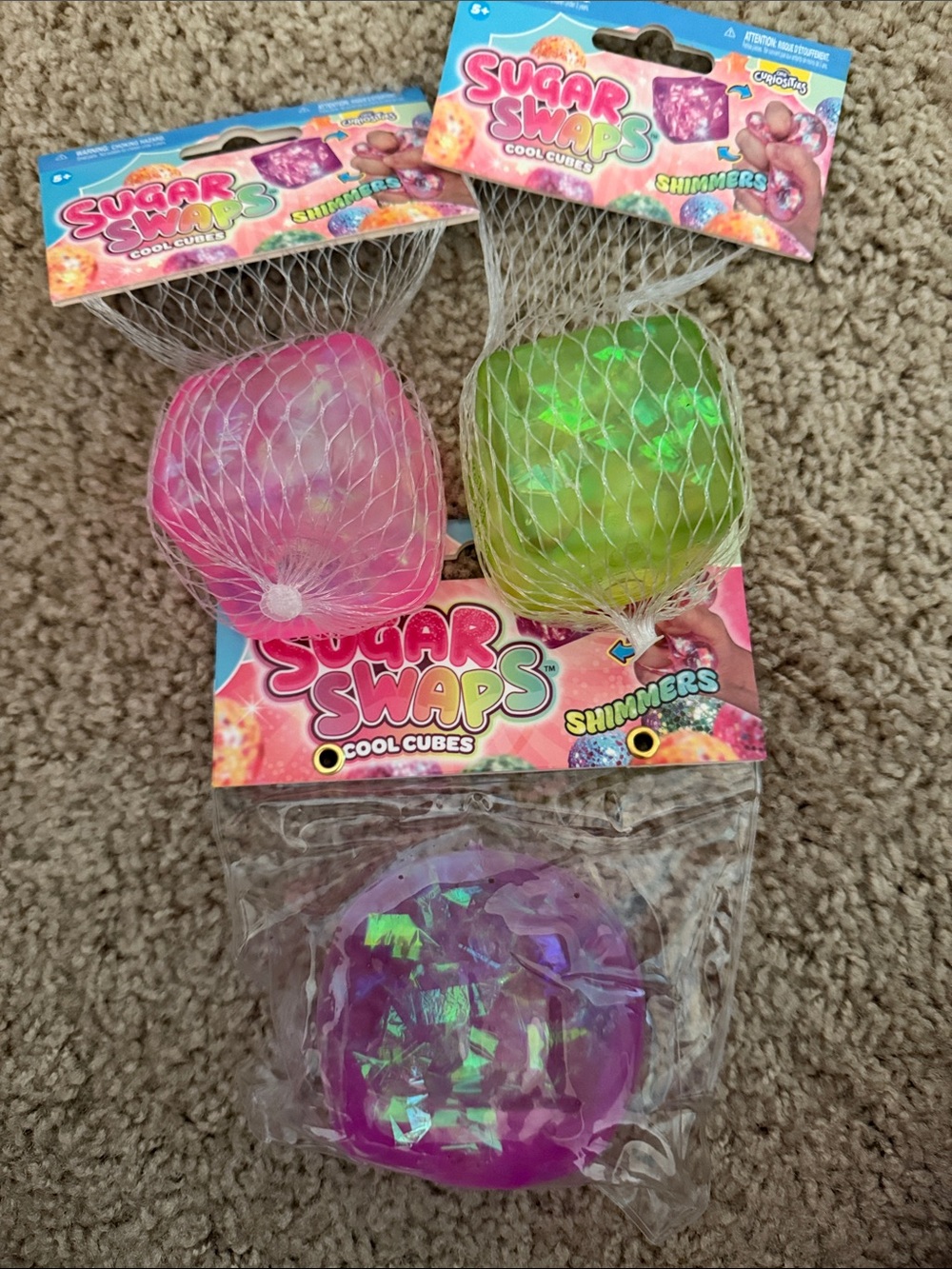 Sugar swap Shimmers Cool Cubes Kids squishy - Pink, Green, Purple